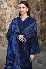 BATIK-3PC DHANAK EMBROIDERED SHIRT WITH COURTRAI PRINTED SHAWL AND TROUSER-ADR-4390