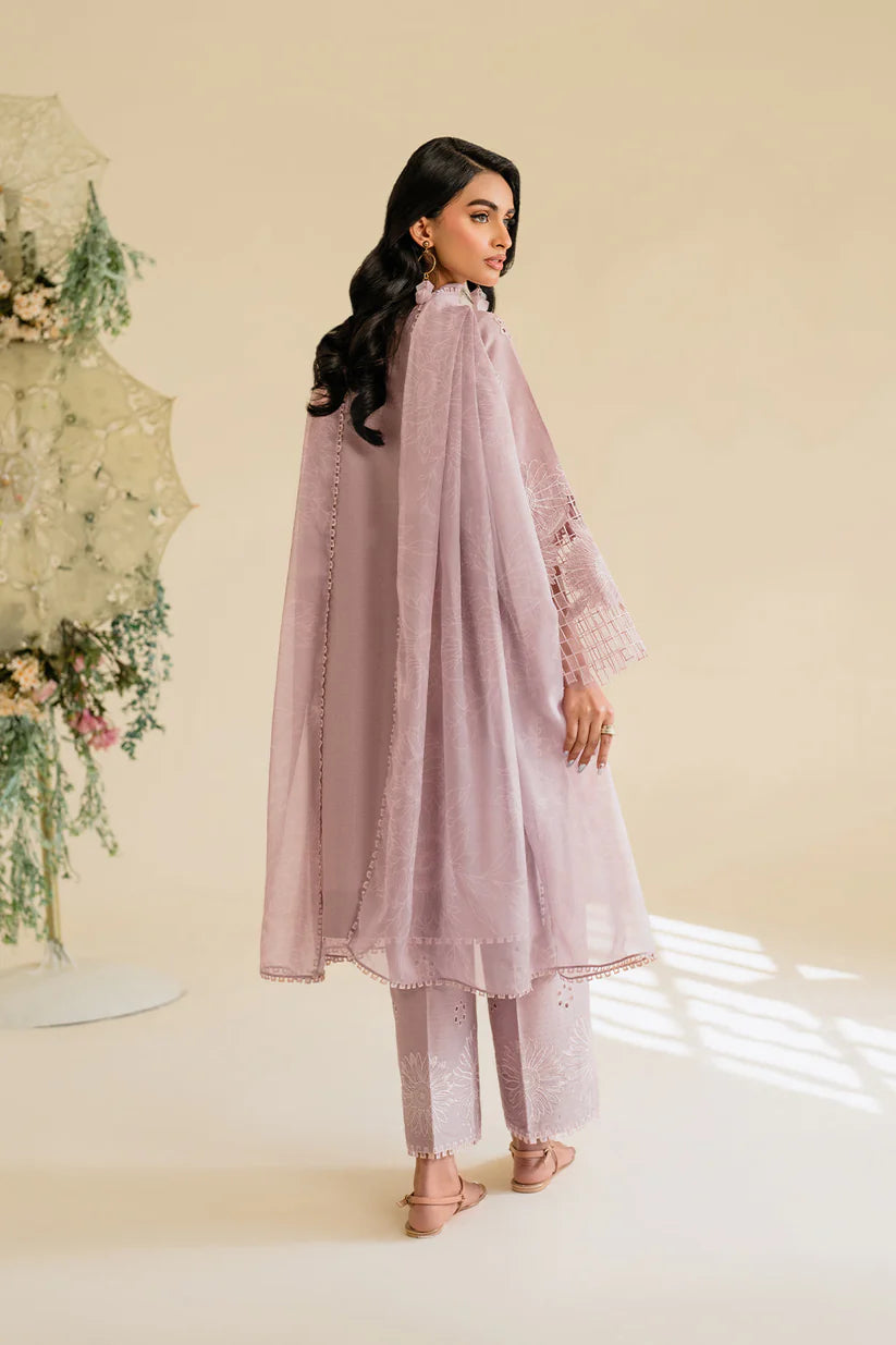 IZNIK-3PC LAWN EMBROIDERED SHIRT WITH KHAADI NET DUPATTA & TROUSER-ADR-3779