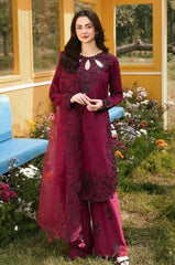 ASIM JOFA-3PC LAWN SEQUIN EMBROIDERED SHIRT WITH ORGANZA EMB DUPATTA AND EMB TROUSER-ADR-4805