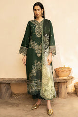 IZEL-3PC LAWN EMBROIDERED SHIRT WITH CHIFFOON PRINT DUPATTA AND EMB TROUSER-ADR-4628
