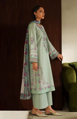 SERAN-3PC DHANAK EMBROIDERED SHIRT WITH COURTRAI PRINTED SHAWL & TROUSER-ADR-4322