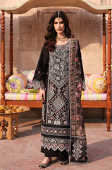MAHNUR-3PC LAWN LASER WORK EMBROIDERED SHIRT WITH CHIFFON PRINTED EMBROIDERED DUPATTA AND TROUSER-ADR-4772