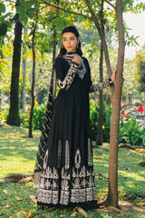 AFROZEH-3PC LAWN EMBROIDERED FROCK WITH CHIFFON EMB DUPATTA AND TROUSER-ADR-4921