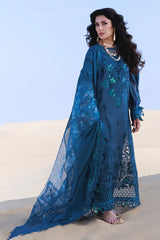 NUREH-3PC LAWN LASERWORK EMBROIDERED SHIRT WITH CHIFFON PRINTED EMB DUPATTA AND TROUSER-ADR-4784