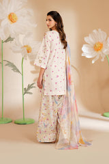 IZNIK-3PC LAWN PRINTED EMB SHIRT WITH SILK PRINTED DUPATTA AND PRINTED TROUSER-ADR-052