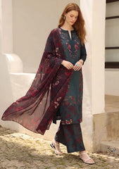 IZNIK-3PC LAWN PRINTED EMBROIDERED SHIRT WITH SILK PRINTED DUPATTA AND PRINTED EMB TROUSER-ADR-021