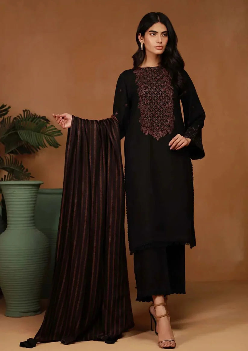 ZARASHAHJAHAN- 3PC DHANAK EMBROIDERED SHIRT WITH WOOL PRINT SHAWL & TROUSER-ADR-3118