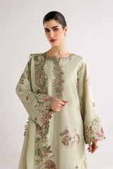 IZNIK-3PC DHANAK EMBROIDERED SHIRT WITH WOOL TYE&DYE PRINTED EMB SHAWL AND TROUSER-ADR-5079