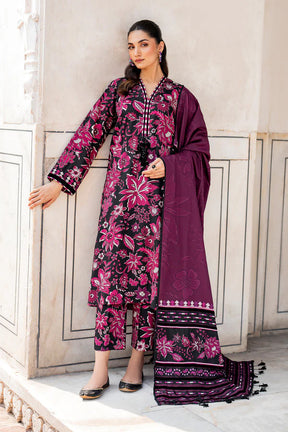 BAROUQUE- 3PC KARANDI PRINTED SHIRT WITH KARANDI PRINTED DUAPTTA AND TROUSER -ADR-1051-B