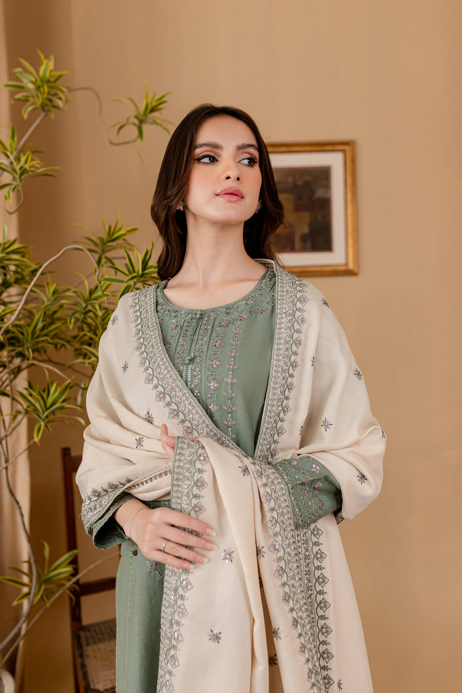 JAZMIN - 3PC LAWN EMBROIDERED SHIRT WITH LAWN EMBROIDERED DUPATTA AND LAWN TROUSER-ADR-3501