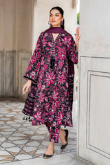 BAROUQUE-3PC KHADDAR PRINTED SHIRT WITH KHADDAR PRINT DUPATTA AND PRINT TROUSER-ADR-2633
