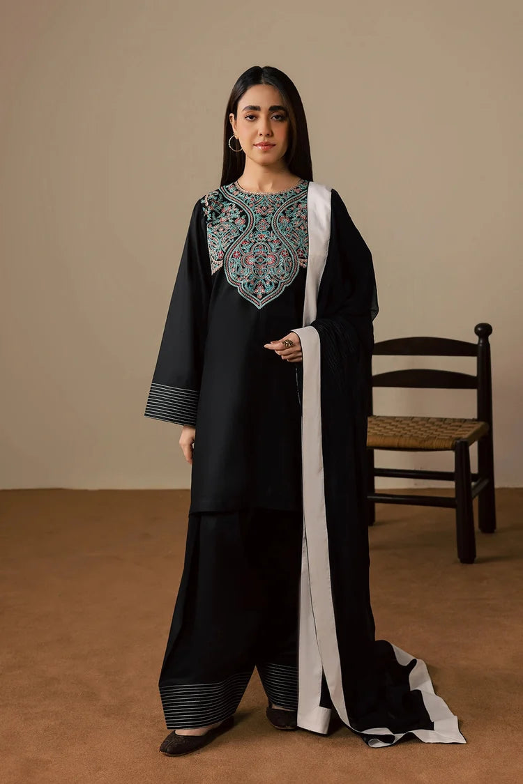 BATIK-3PC DHANAK EMBROIDERED SHIRT WITH DHANAK SHAWL AND TROUSER-ADR-5200