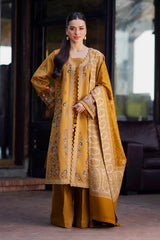 NISHAT-3PC KHADDAR EMBROIDERED SHIRT WITH COURTRAI PRINTED SHAWL & TROUSER-ADR-4377