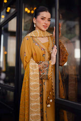 NISHAT-3PC KHADDAR EMBROIDERED SHIRT WITH COURTRAI PRINTED SHAWL & TROUSER-ADR-4377