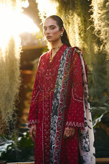 SUFFUSE-3PC LAWN EMBROIDERED SHIRT WITH CHIFFON PRINT DUPATTA AND EMB TROUSER-ADR-4810