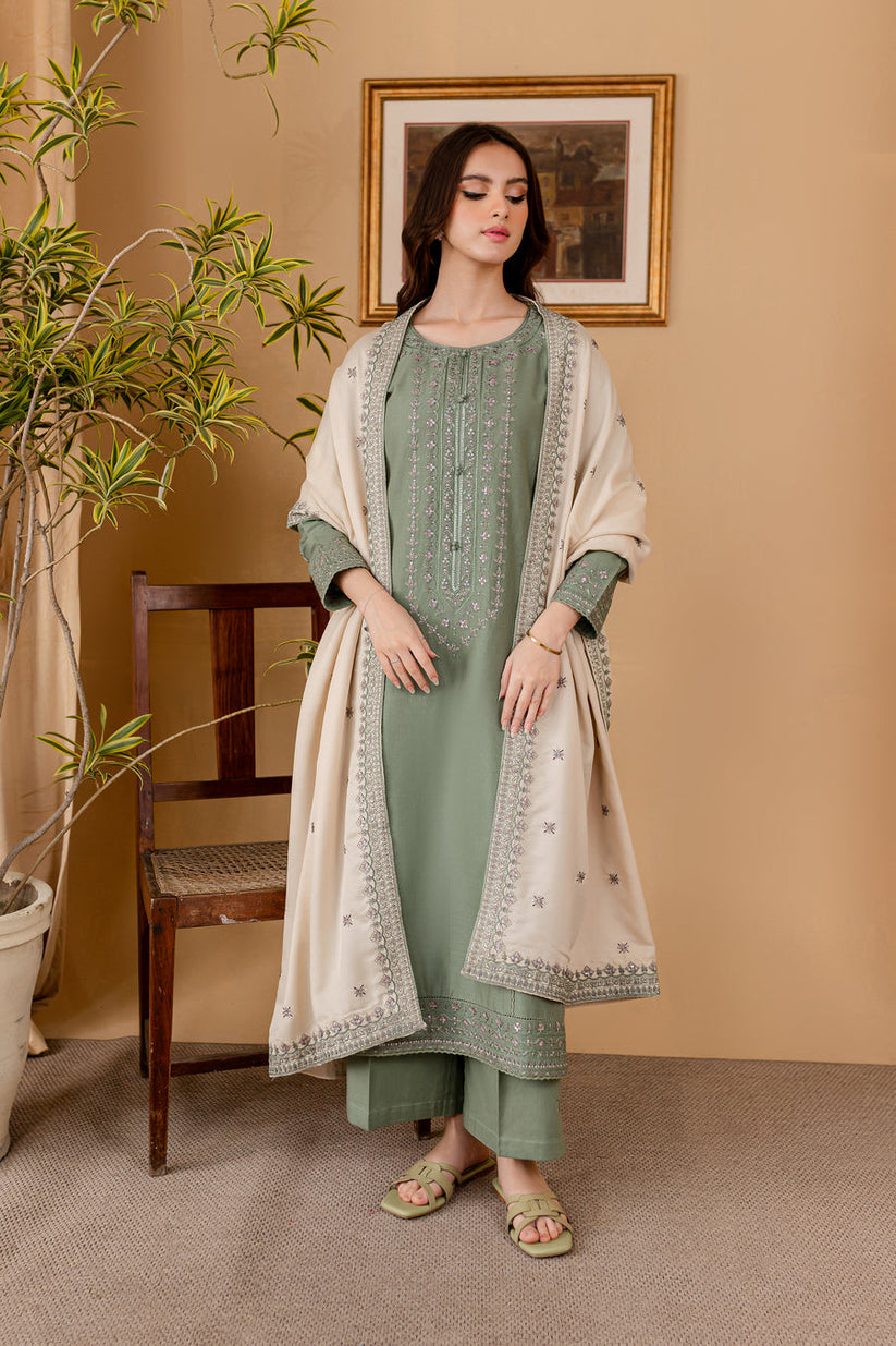 SHIRT WITH DHANAK SEQUENCE EMBROIDERED DUPATTA AND LAWN TROUSER-ADR-3139