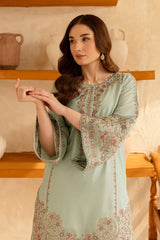 BATIK-2PIECE DHANAK EMBROIDERED SHIRT WITH DHANAK EMB SLEEVES-ADR-15026