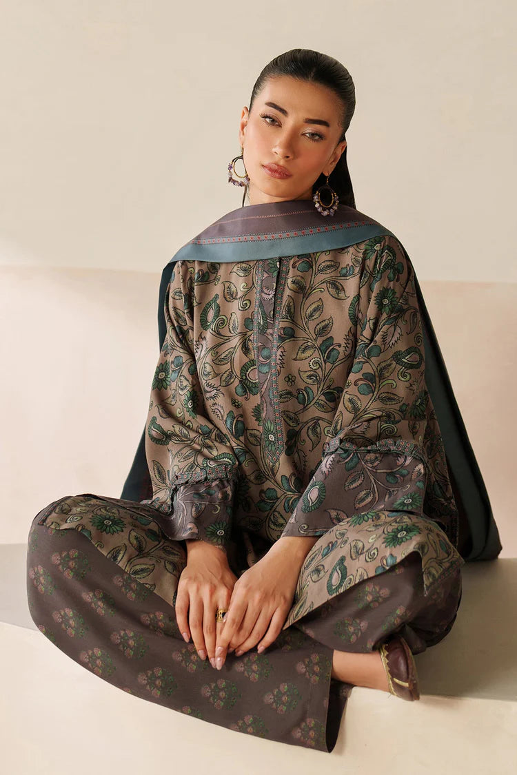 BAROQUE-3PC VISCOSE PRINTED SHIRT WITH VISCOSE PRINTED DUPATTA AND TROUSER-2637