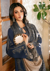IZEL-3PC DHANAK EMBROIDERED SHIRT WITH COUTRAI PRINTED SHAWL & TROUSER-ADR-5150