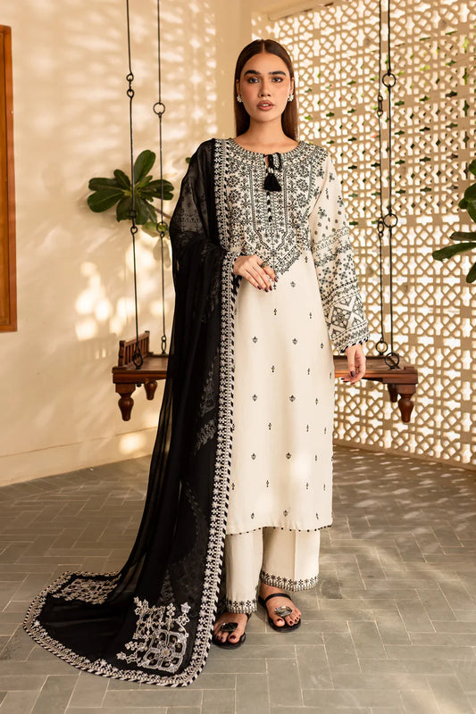 BATIK-3PC DHANAK EMBROIDERED SHIRT WITH CHIFFON EMBROIDERED DUPATTA AND EMB TROUSER-ADR-4104