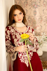 JAZMIN-3PC LAWN EMBROIDERED SHIRT WITH CHIFFON TYE & DYE DUPATTA AND TROUSER -ADR-4656