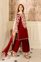 JAZMIN-3PC LAWN EMBROIDERED SHIRT WITH CHIFFON TYE & DYE DUPATTA AND TROUSER -ADR-4656