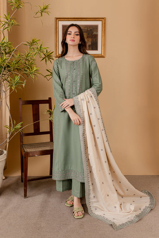 JAZMIN - 3PC LAWN EMBROIDERED SHIRT WITH LAWN EMBROIDERED DUPATTA AND LAWN TROUSER-ADR-3501
