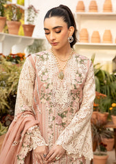 ELAF-3PC LAWN CHIKAN EMBROIDERED SHIRT WITH KHADDI NET EMBROIDERED DUPATTA AND TROUSER-ADR-4767