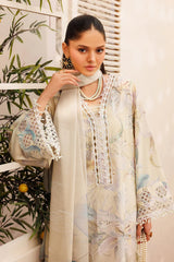 BAROQUE-3PC LAWN PRINTED EMB SHIRT WITH SILK PRINTED DUPATTA AND TROUSER-ADR-050