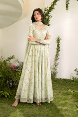 IZNIK-3PC LAWN PRINTED EMB FROCK WITH SILK PRINTED DUPATTA AND TROUSER-ADR-011