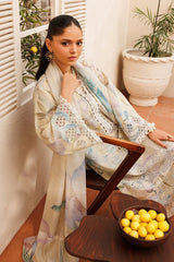 BAROQUE-3PC LAWN PRINTED EMB SHIRT WITH SILK PRINTED DUPATTA AND TROUSER-ADR-050