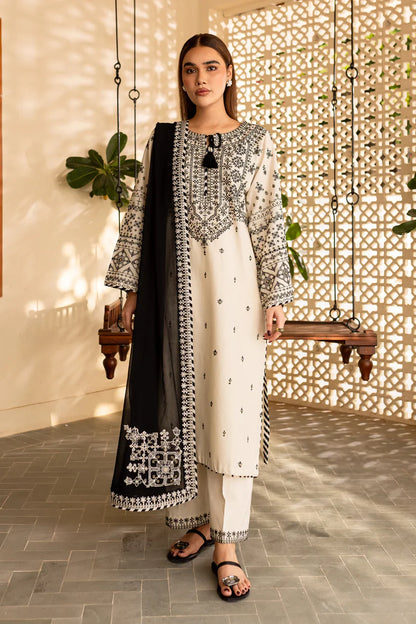 BATIK-3PC DHANAK EMBROIDERED SHIRT WITH CHIFFON EMBROIDERED DUPATTA AND EMB TROUSER-ADR-4104