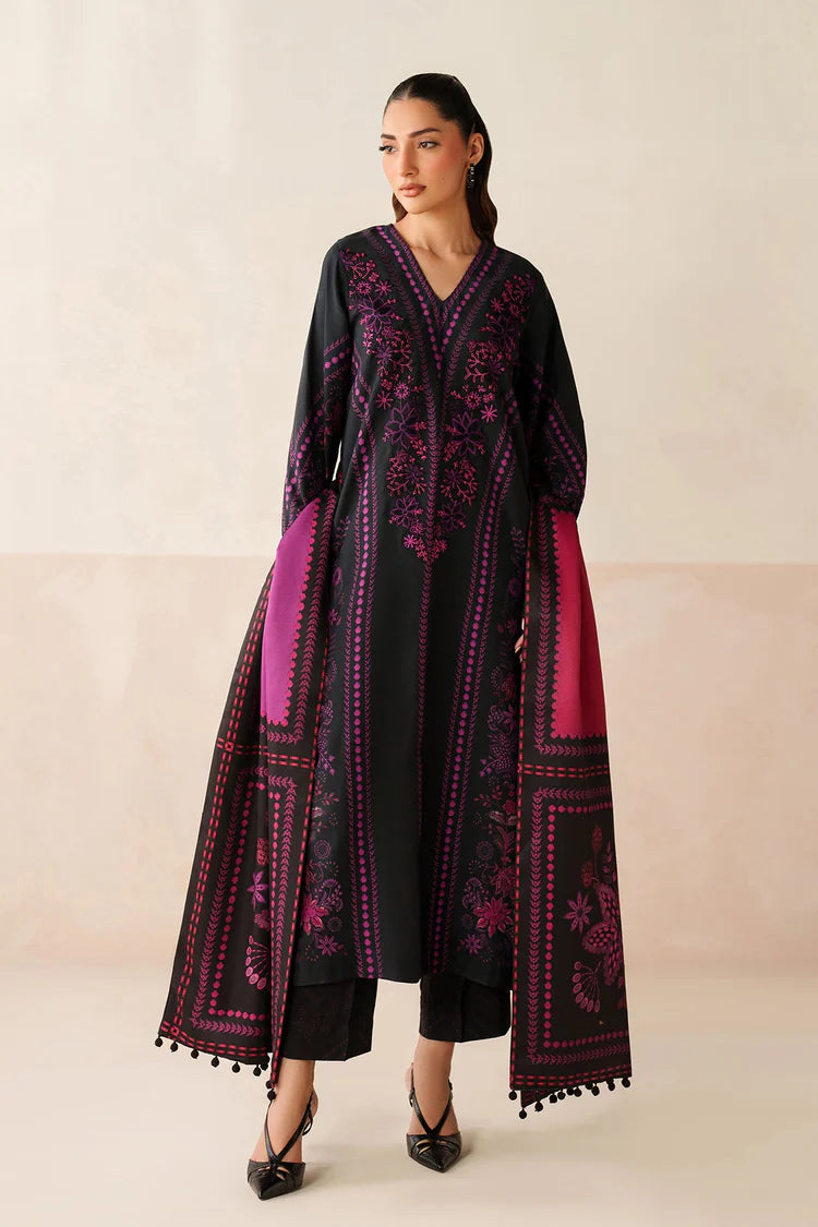 BAROQUE-3PC KHADDAR PRINTED SHIRT WITH KHADDAR PRINTED DUPATTA AND PRINTED TROUSER-ADR-2659