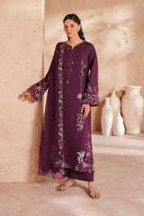 IZNIK-3PC LAWN EMBROIDERED SHIRT WITH KHAADI NET EMBROIDERED DUPATTA AND TROUSER-ADR-4833