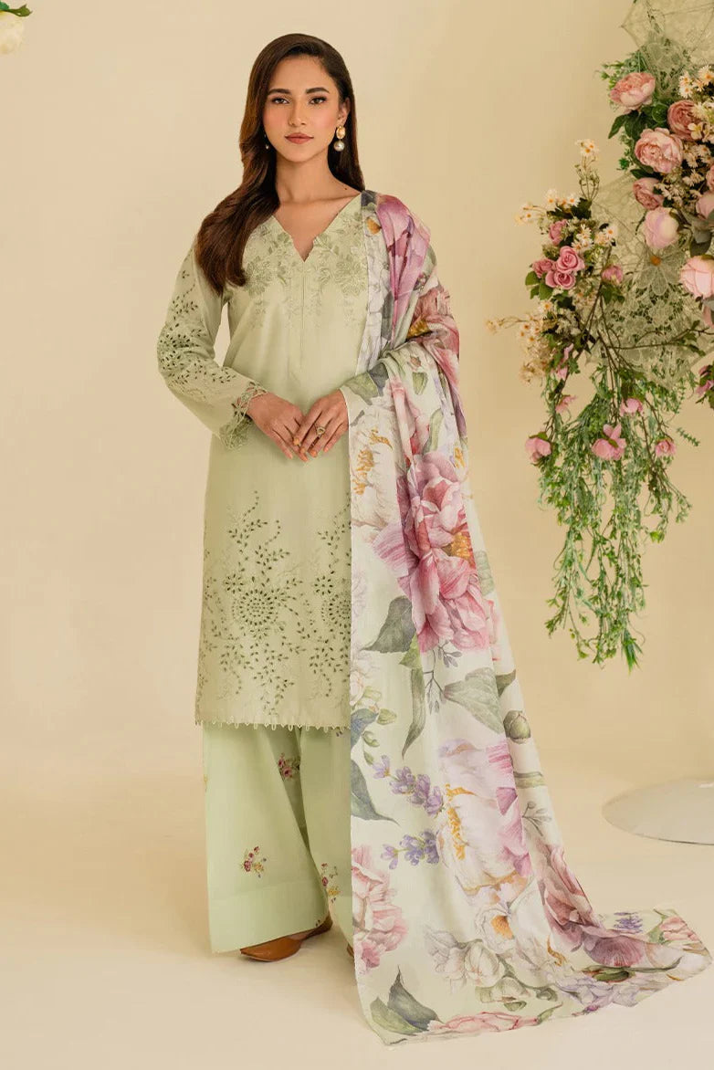 IZNIK - 3PC LAWN EMBROIDERED SHIRT WITH MONARK PRINTED DUPATTA AND TROUSER-ADR-3764
