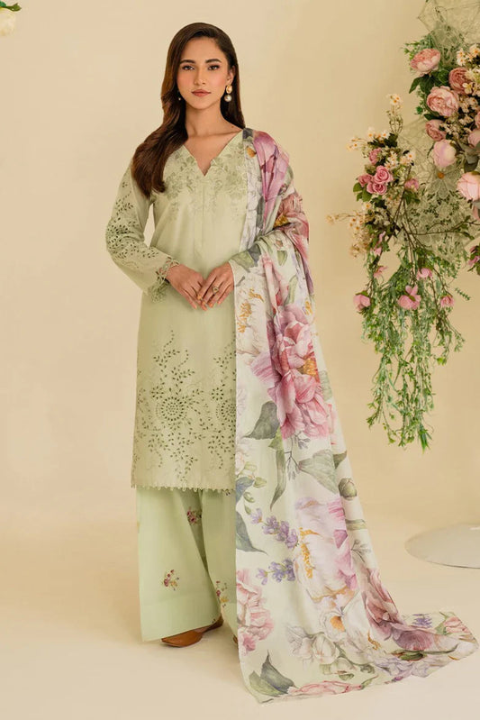 IZNIK - 3PC LAWN EMBROIDERED SHIRT WITH MONARK PRINTED DUPATTA AND TROUSER-ADR-3764