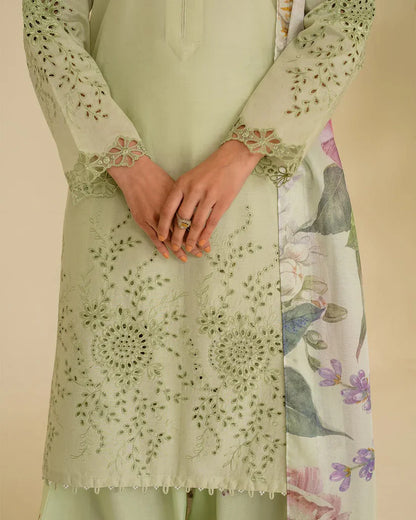 IZNIK - 3PC LAWN EMBROIDERED SHIRT WITH MONARK PRINTED DUPATTA AND TROUSER-ADR-3764