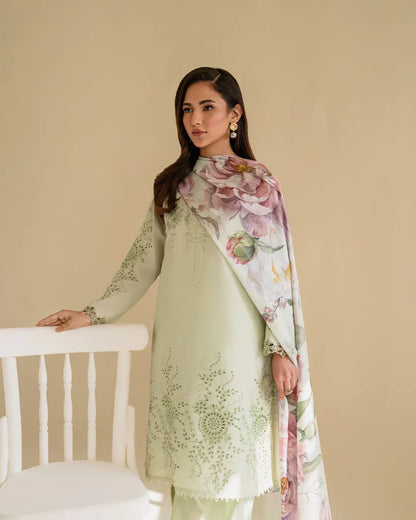 IZNIK - 3PC LAWN EMBROIDERED SHIRT WITH MONARK PRINTED DUPATTA AND TROUSER-ADR-3764