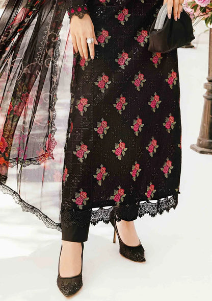 MARIA B-3PC LAWN EMBROIDERED SHIRT WITH MONARK PRINT DUPATTA & TROUSER-ADR-3775