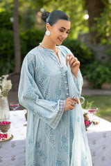 BAREEZE-3PC DHANAK EMBROIDERED SHIRT WITH CHIFFON EMBROIDERED DUPATTA AND TROUSER-ADR-5177