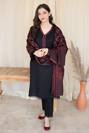 ASLING 3PC DHANAK EMBROIDERED WITH WOOL PRINT SHAWL -ADR-3133