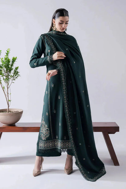 ASIM JOFA-3PC DHANAK EMBROIDERED SHIRT WITH DHANAK EMBROIDERED SHAWL & TROUSER-ADR-