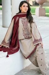 BAROQUE-3PC DHANAK EMBROIDERED SHIRT WITH DHANAK EMBROIDERED SHAWL AND EMB TROUSER-ADR-4320