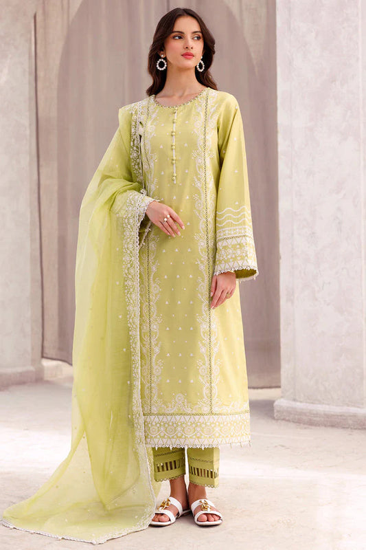 SAPPHIRE-3PC LAWN EMBROIDERED SHIRT WITH ORGANZA EMBROIDERED DUPATTA AND LAWN TROUSER-ADR-3697