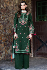 SAPPHIRE-3PC KHADDAR EMBROIDERED SHIRT WITH COURTRAI PRINTED SHAWL AND TROUSER-ADR-4419