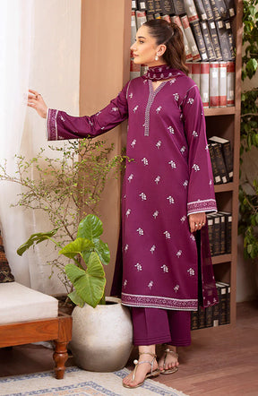 SERAN-3PC DHANAK EMBROIDRED SHIRT WITH DHANAK EMBROIDRED SHAWL AND TROUSER-ADR-