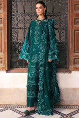 REPUBLIC WOMENSWEAR-3PC DHANAK EMBROIDERED SHIRT WITH DHANAK EMBROIDERED SHAWL AND TROUSER-ADR-5234