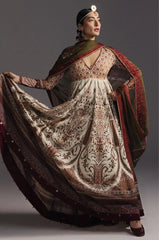 ZARA SHAH JAHAN-3PC DIGITAL PRINTED FROCK WITH SILK PRINTED DUPATTA & DYED TROUSER-ADR-068