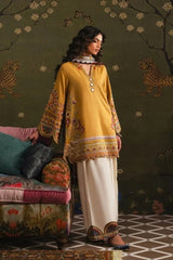 ETHNC-3PC DHANAK EMBROIDERED SHIRT WITH COUTRAI PRINTED SHAWL TYE&DYE DUPATTA SHAWL AND TROUSER-ADR-5230