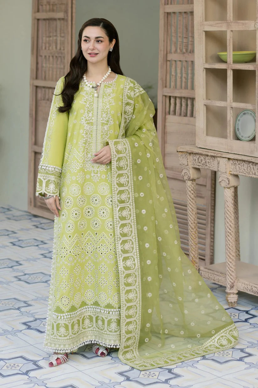 MARYAM & MARIA-3PC LAWN EMBROIDERED SHIRT WITH ORGANZA EMBROIDERED DUPATTA & TROUSER-ADR-3775